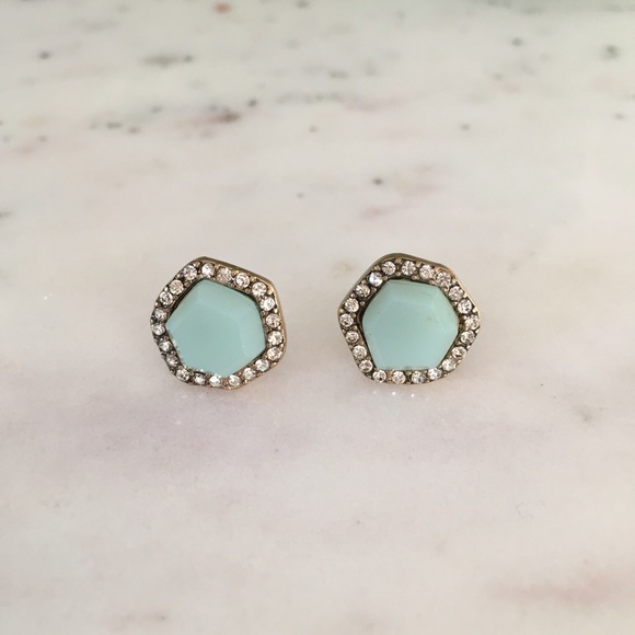 🆑 "Rachel" Earrings || Mint / Light Blue Pavé - Picture 2 of 7